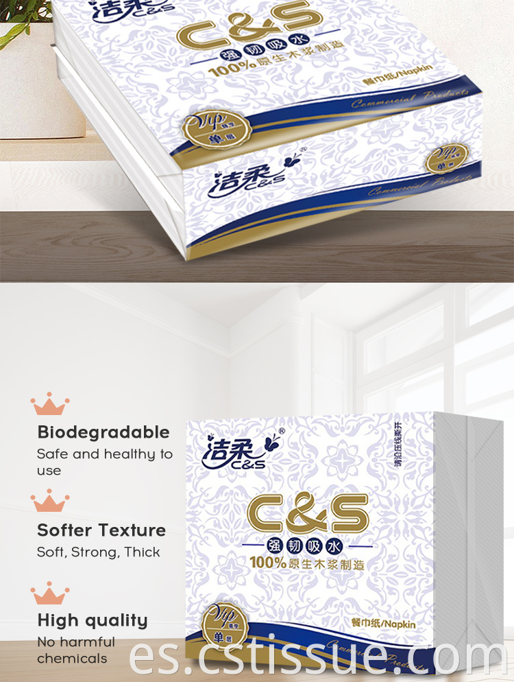 Logotipo personalizado Biodegradable Tissue Polvo de papel servilleta de papel sin paneles para restaurantes para restaurantes
